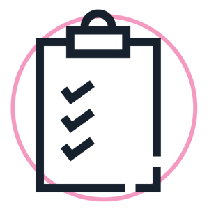 clipboard checklist icon in pink circle