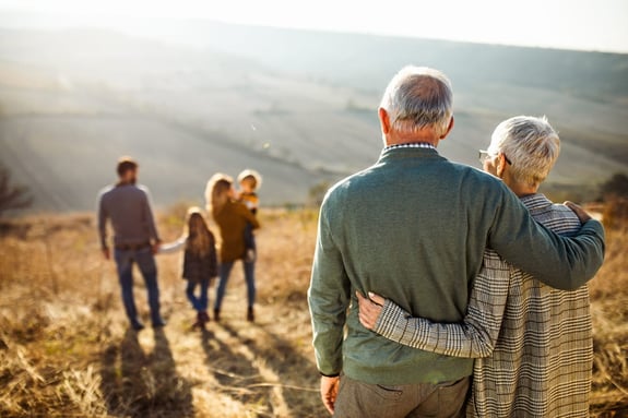 Couple with family
